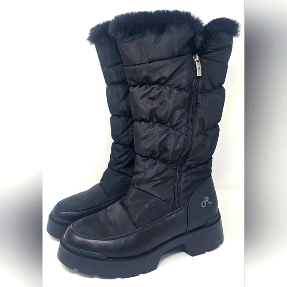 Religious Comfort Dime Black Quilted Nylon Double Zip Boots Size 8 - Picture 1 of 11